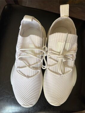 adidas White/Cream Knit Slip-On Trainers with Rope Laces